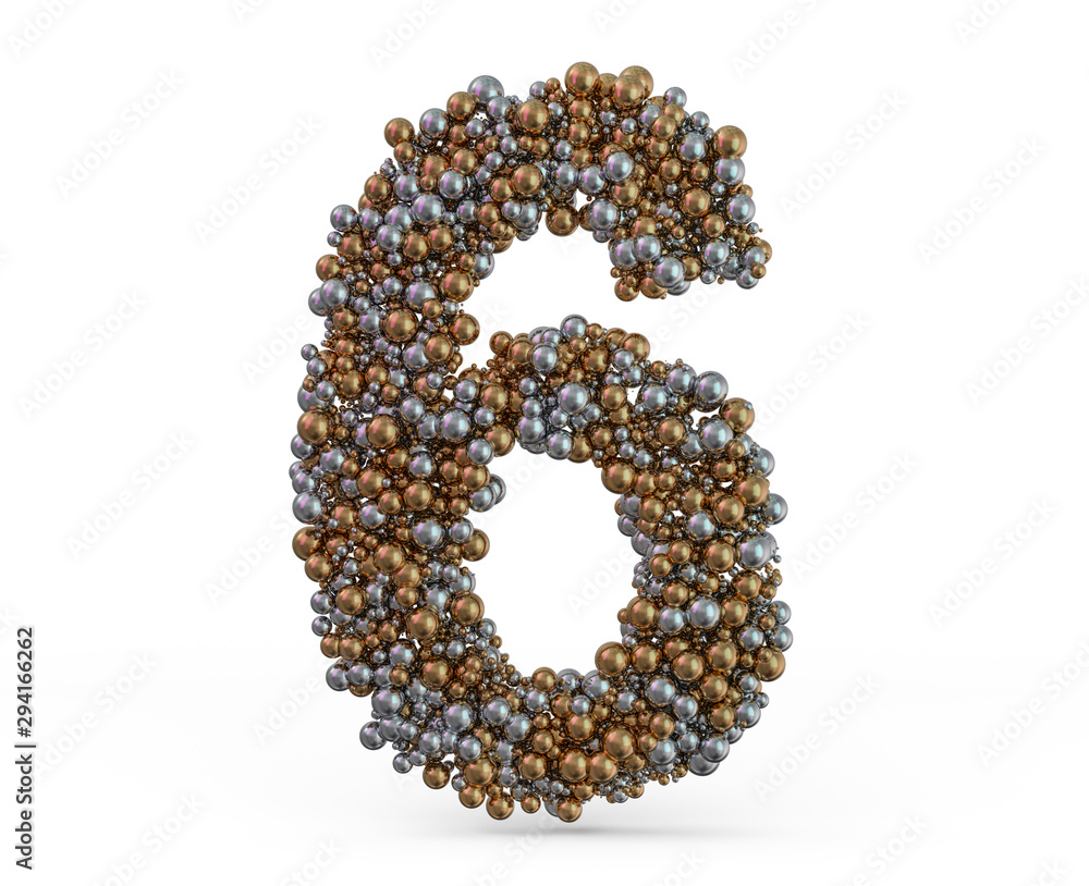 Light gold digit six on the background. 3D Light gold digit six on the background. 3D