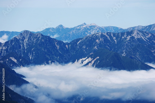 北アルプス 槍ヶ岳山頂からの風景 針ノ木岳と後立山連峰遠景