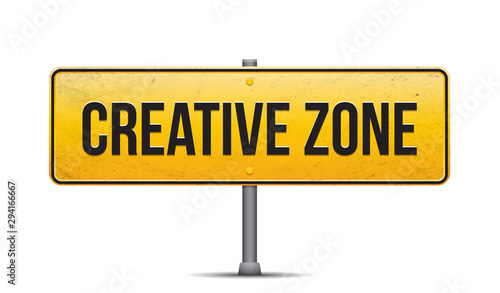 Creative Zone Yellow traffic sign isolated on a white background. Vector illustration.
