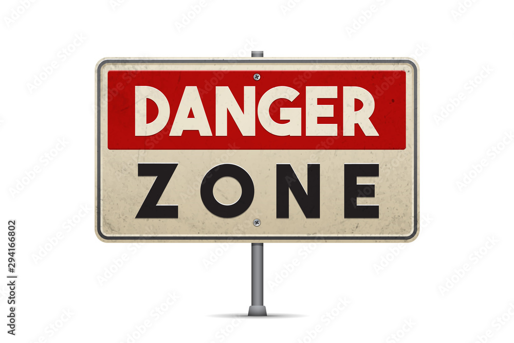 Danger Zone road sign isolated on a white background. Vector illustration. Danger Zone road sign isolated on a white background. Vector illustration.
