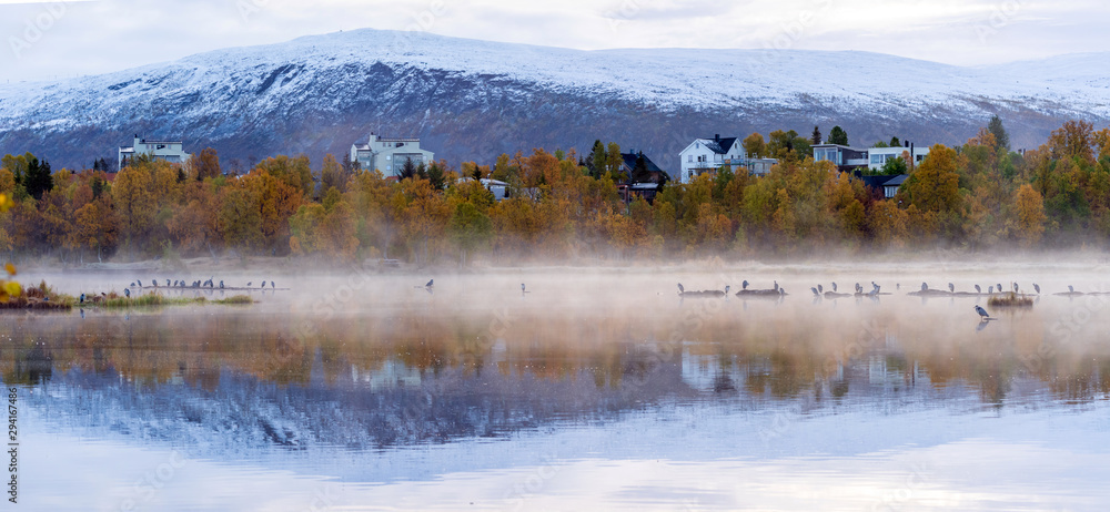 the mist over the lake, Norway .Tromso
