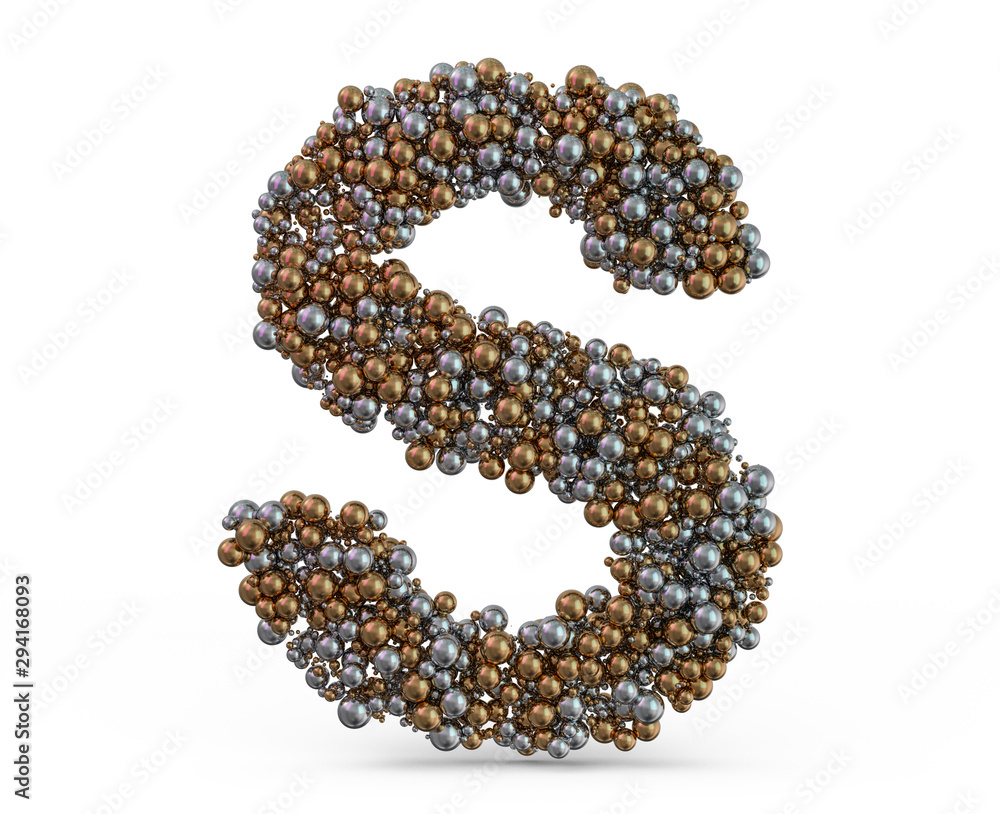 Light gold letter S on the background. 3D Light gold letter S on the background. 3D