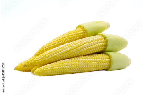 Baby corn on white background.