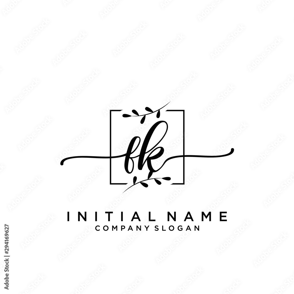 FK Beauty vector initial logo, handwriting logo.