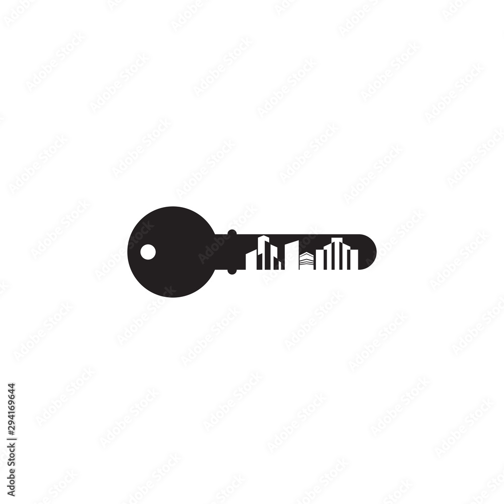 Apartment logo design incorporated with key icon and building design Apartment logo design incorporated with key icon and building design