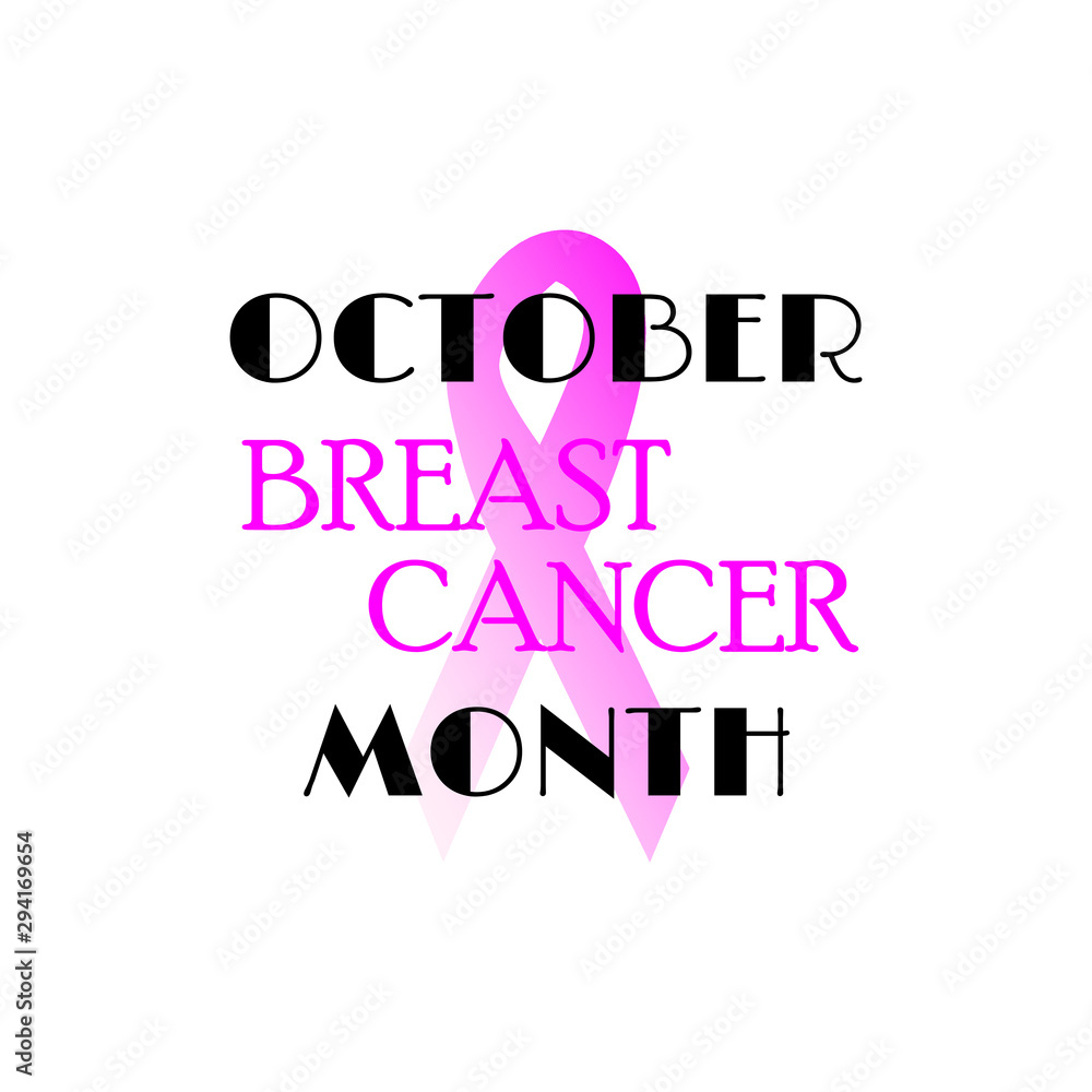 October - breast cancer awareness  month. Vector design with pink ribbon. 