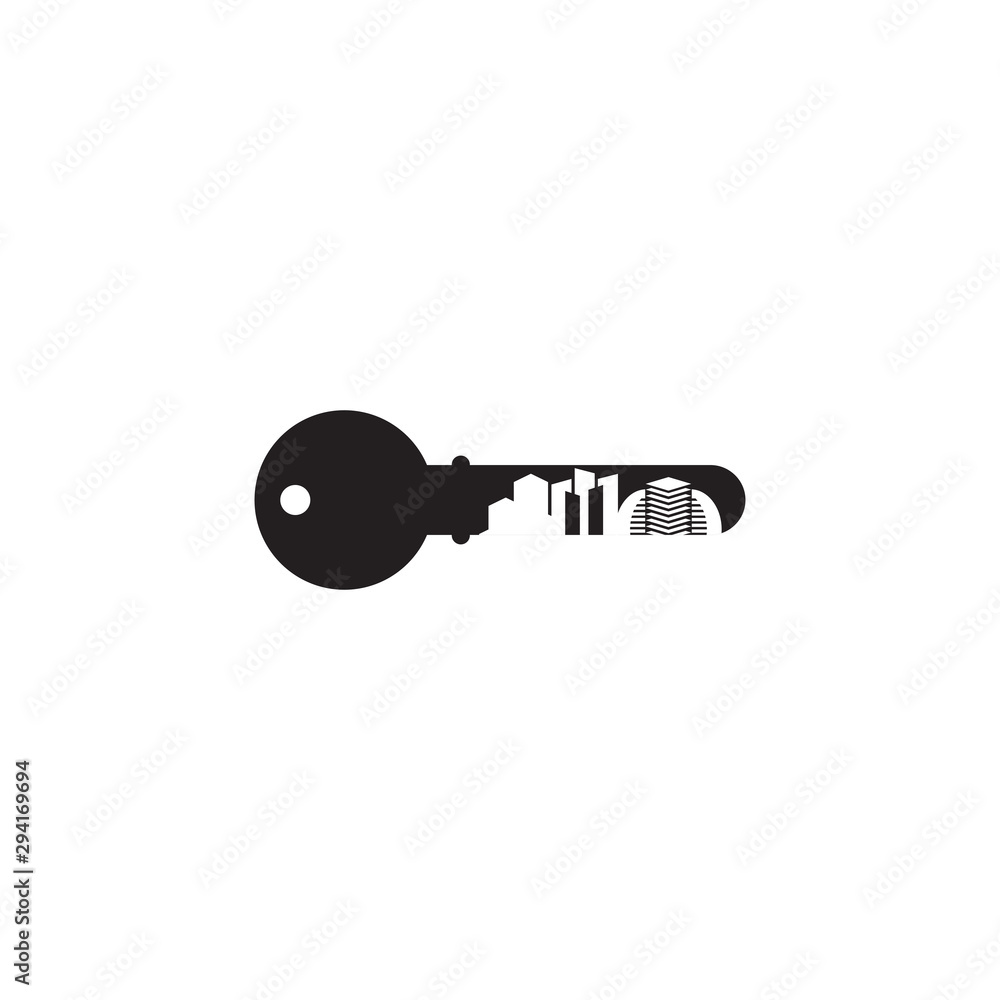 Apartment logo design incorporated with key icon and building design Apartment logo design incorporated with key icon and building design