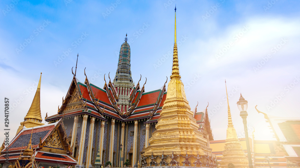 Wat Phra Kaew or Temple of Emerald Buddha, Guardian statues and Grand palace located within the grounds of the Grand Palace in Bangkok is Thailand’s most sacred temple and pilgrimage site for Thai Wat Phra Kaew or Temple of Emerald Buddha, Guardian statues and Grand palace located within the grounds of the Grand Palace in Bangkok is Thailand’s most sacred temple and pilgrimage site for Thai