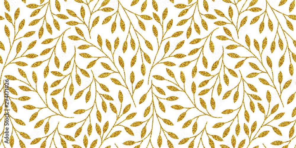 Fototapeta Elegant floral seamless pattern with golden tree branches. Vector illustration.