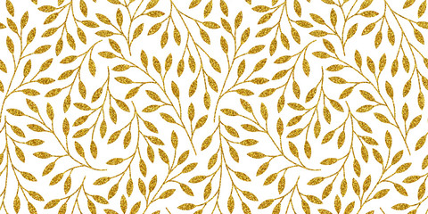 Wandcirkels Bloemenprints patronen Gouden takken op donkere achtergrond  © Oleksandra