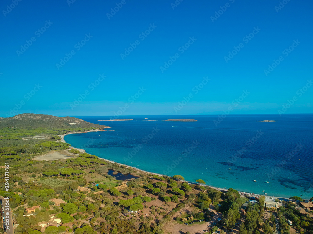 Corsica Figari Testa beach aerial view Corsica Figari Testa beach aerial view