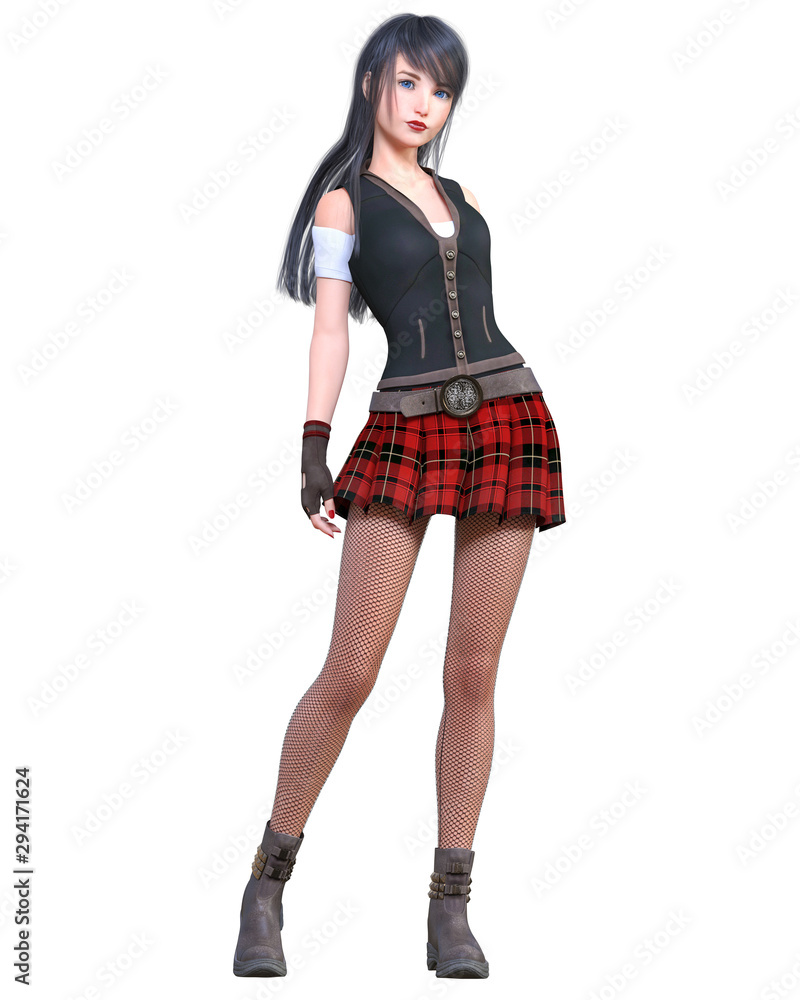 Woman in school uniform.