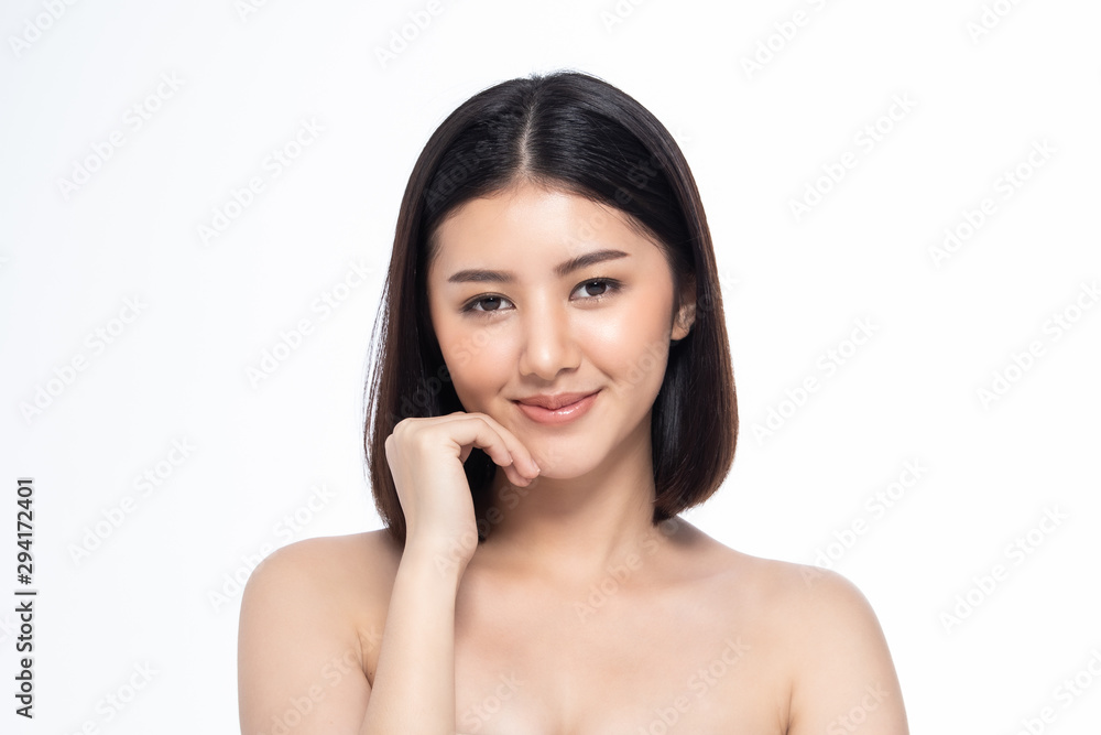 Beautiful Young Asian Woman short hair with Clean Fresh Skin. Face care, Facial treatment, Cosmetology, beauty and healthy skin and cosmetic ideas concept. Beautiful Young Asian Woman short hair with Clean Fresh Skin. Face care, Facial treatment, Cosmetology, beauty and healthy skin and cosmetic ideas concept.