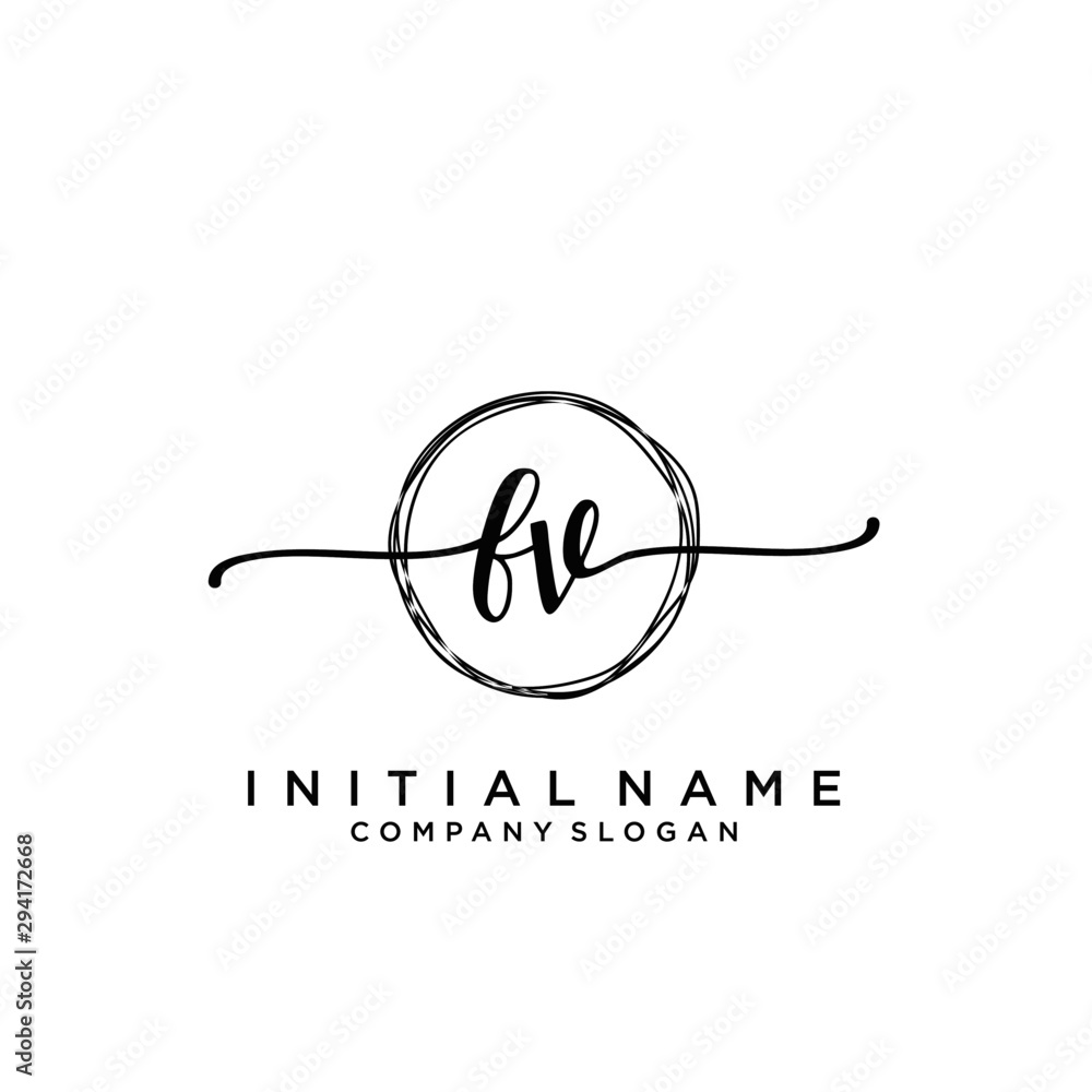 Obraz premium FV Beauty vector initial logo, handwriting logo.