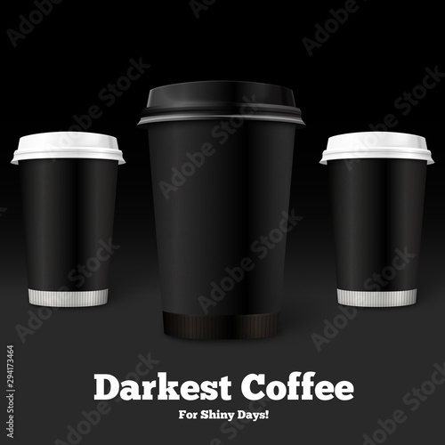 Vector template coffee cups on black background