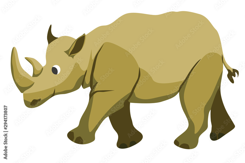 Cartoon rhino flat illustration