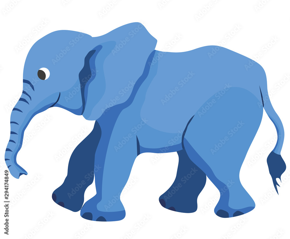 Obraz premium Cartoon elephant flat vector illustration