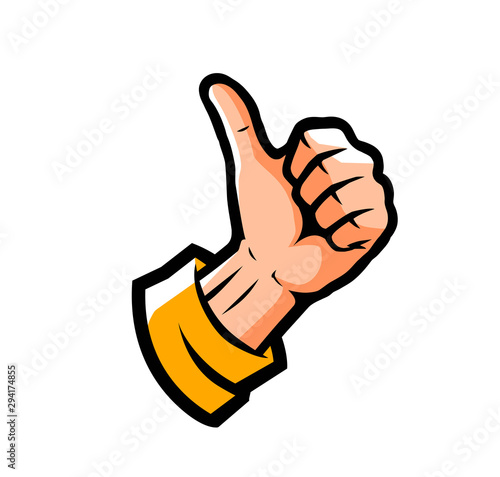 Hand showing thumbs up. Symbol vector illustration