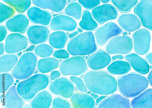 水面をイメージした水彩イラスト。夏のイメージ背景。アブストラクト。ベクター。