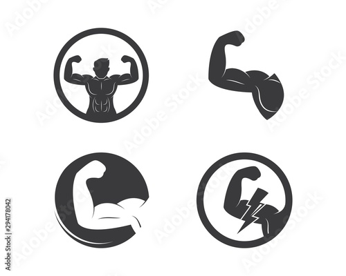 Bodybuilder fitness gym icon logo badge vector illustration