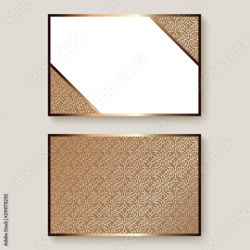 Elegant business or club card with gold metal pattern, exclusive invitation design with place for text