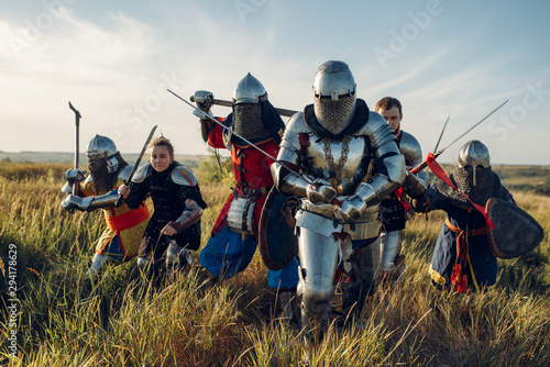 Medieval knights fight, great tournament