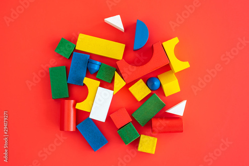 Wooden bright geometric shapes, multi colored education toy for kid