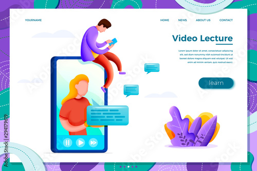 Vector online learning concept with cartoon girl © tashalex