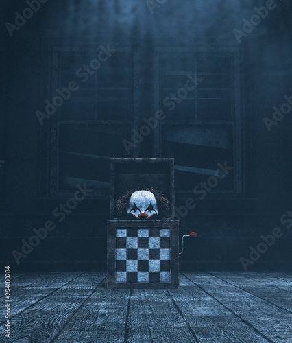 Haunted toys jack in haunted house,3d illustration