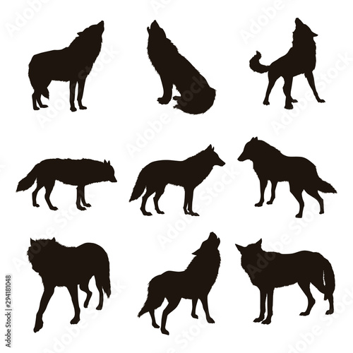 Wallpaper Mural Wolf Silhouettes
