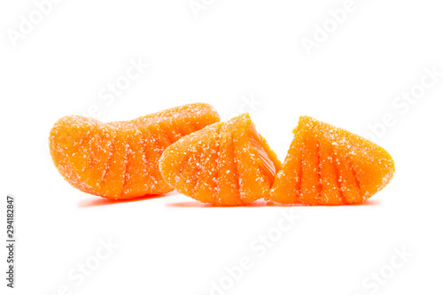 Orange candy marmalade isolated on white