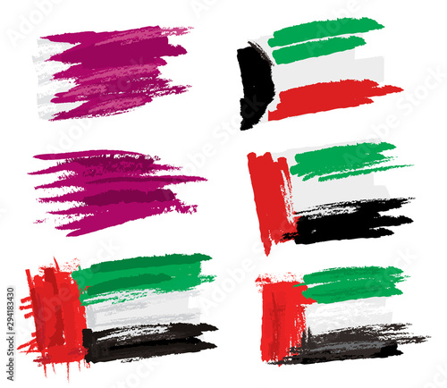 UAE and Qatar Flag Artwork, pait (Vector Art)