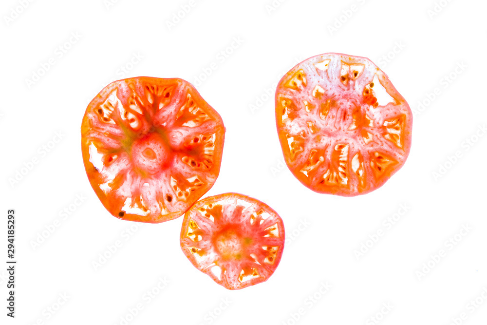 Sliced vegetable slices isolated on white Sliced vegetable slices isolated on white