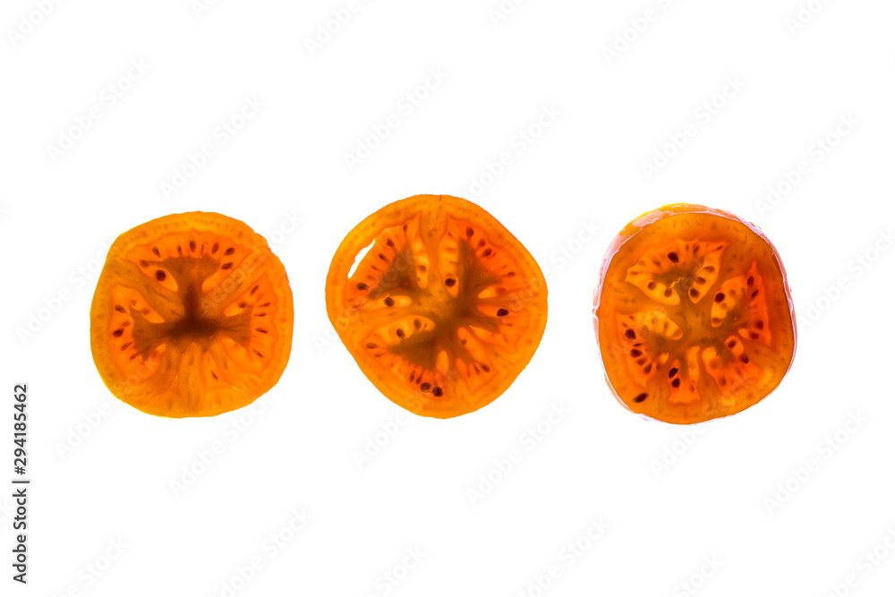 Fototapeta premium Sliced vegetable slices isolated on white