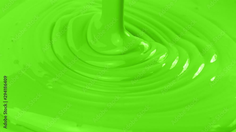 Green Paint Is Poured Closeup Shot Green Paint Is Poured Closeup Shot