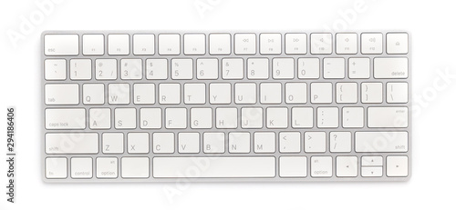 Top view keyboard isolated white background photo
