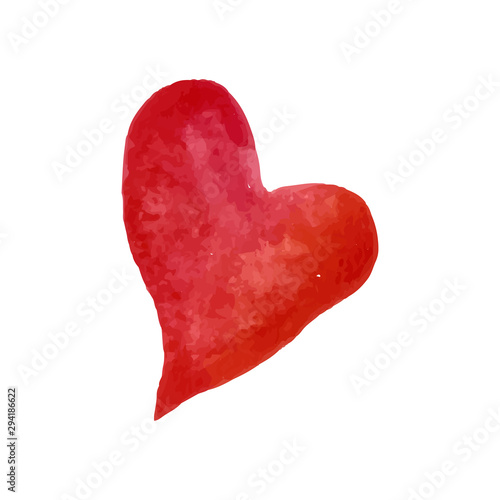 Isolated red watercolor heart in vector