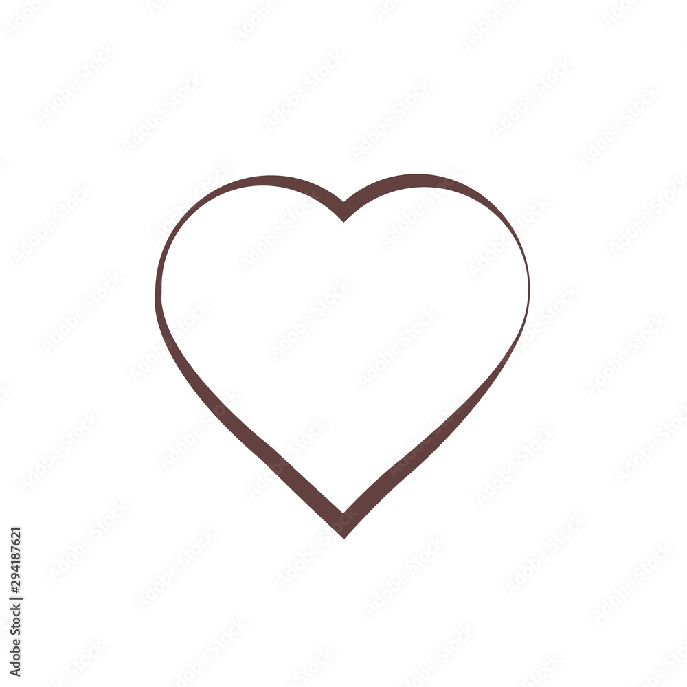 The outline of a heart on a white background. icon