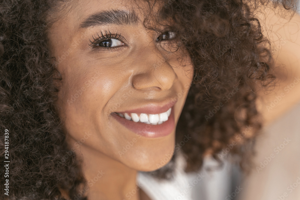 Close up of pretty female that demonstrating her smile Close up of pretty female that demonstrating her smile