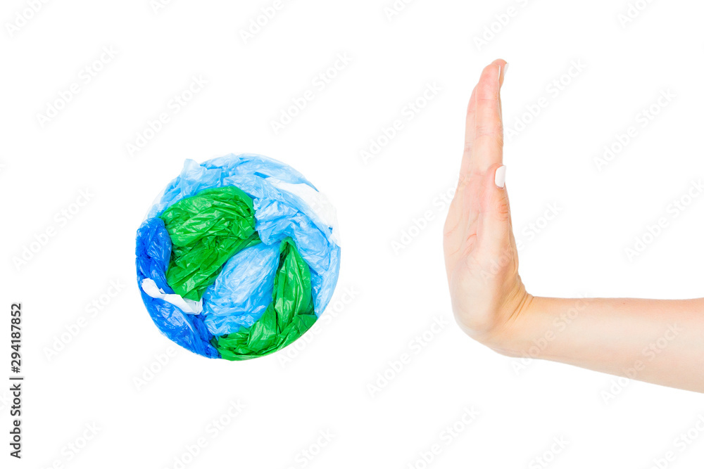 Planet earth and plastic isolated on white Planet earth and plastic isolated on white