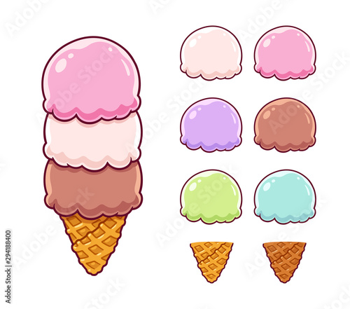 Cartoon ice cream set