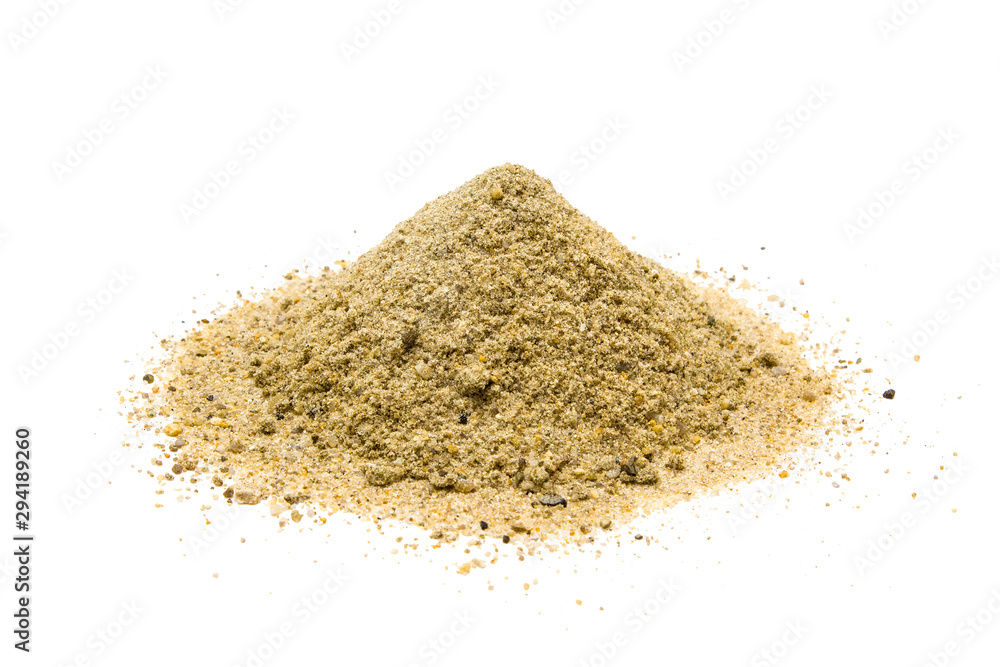 Composition on the theme of travel with sand on a white background Composition on the theme of travel with sand on a white background