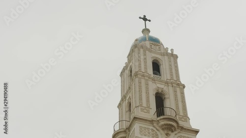 Church Bell Tower Pan Across Horizon