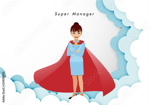 Businesswoman in superhero concept. Isolate business people on white background cartoon character or flat icon design vector