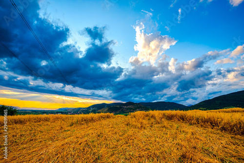 Storm clouds at the sunset