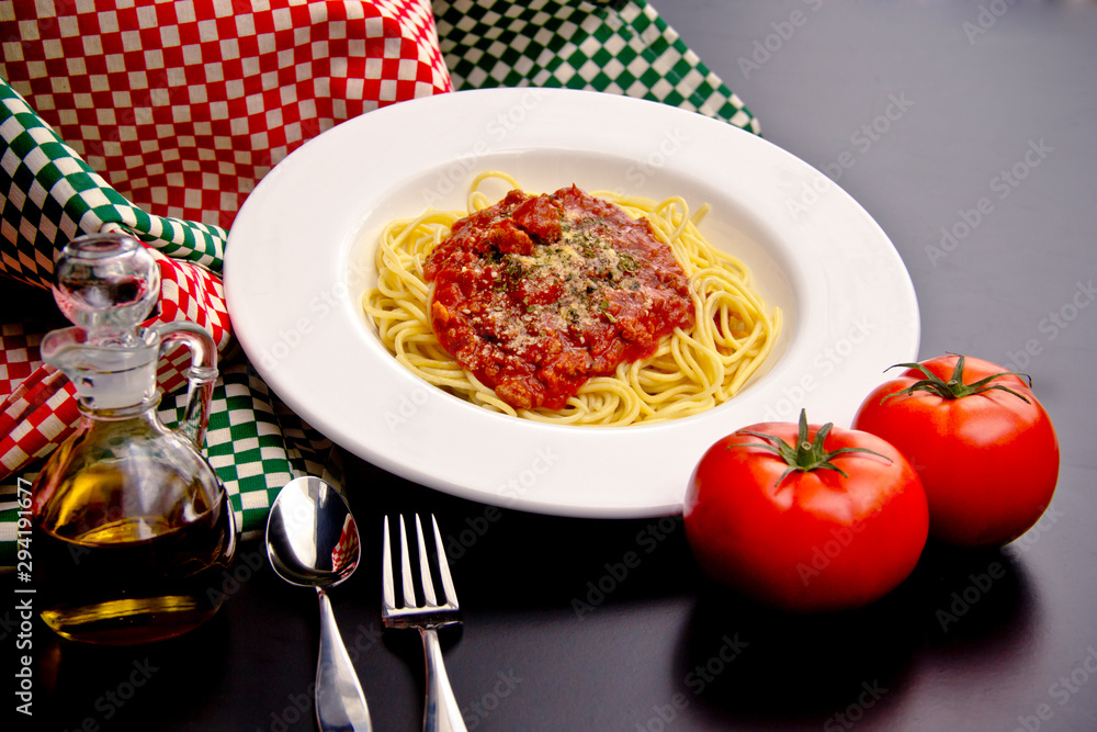 Italian Meal with Spaghetti and bolognese sauce Italian Meal with Spaghetti and bolognese sauce