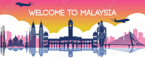 famous landmark of Malaysia,travel destination,silhouette design