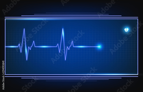 digital ECG heartbeat pulse line wave monitor with hud