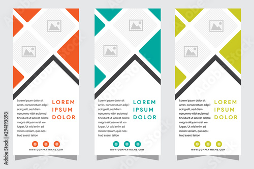 Set of modern vertical banners. Business templates. Cover design template, easy editable abstract vector layouts. Pattern made from squares, white background. layout space for photo collage