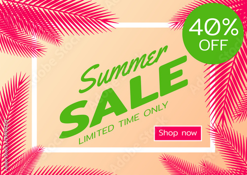 Summer sale offer banner,sea and beach theme with its symbol,modern and fashionable design